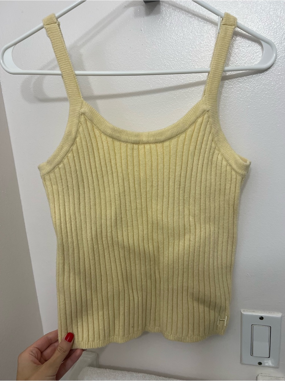 House of Sunny Pale Yellow Ribbed Tank & Cardigan